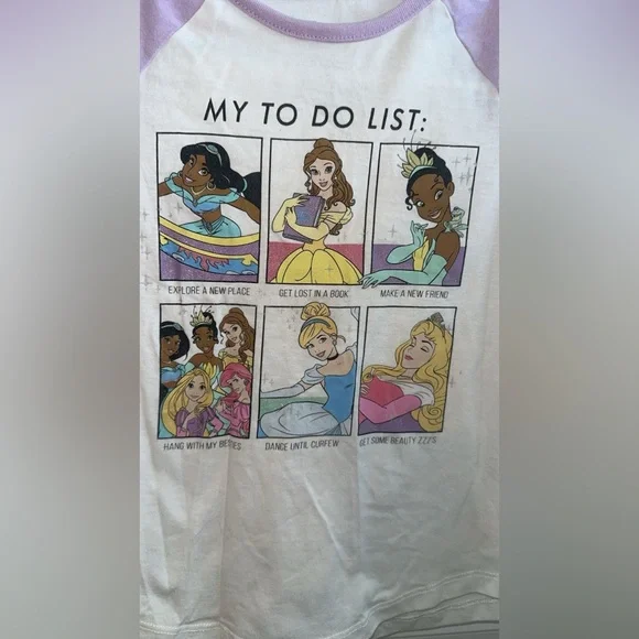 Disney Princess Girls 7/8 Raglan Sleeve Shirt - Purple and White - Picture 2 of 4